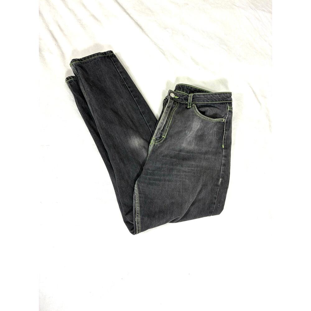 Topshop Black Jeans Neon Stitching W34 L32